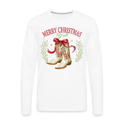 Merry Christmas Y'all Men's Premium Long Sleeve T-Shirt - white