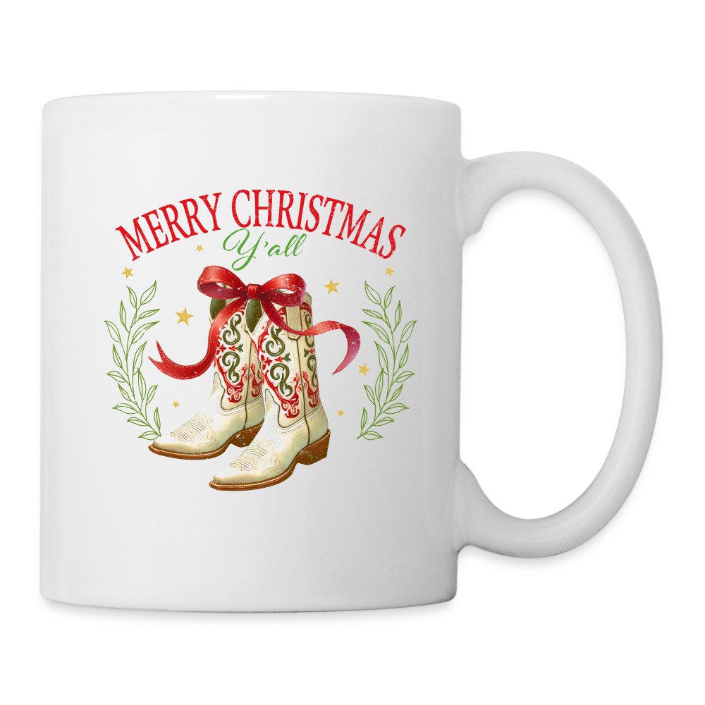 Merry Christmas Y'all Coffee Mug - white