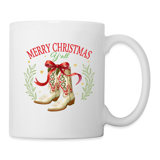 Merry Christmas Y'all Coffee Mug - white