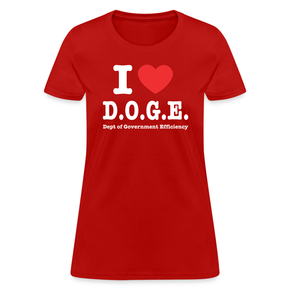 I Love DOGE (Dept of Government Efficiency) Women's Contoured T-Shirt - red