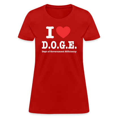 I Love DOGE (Dept of Government Efficiency) Women's Contoured T-Shirt - red