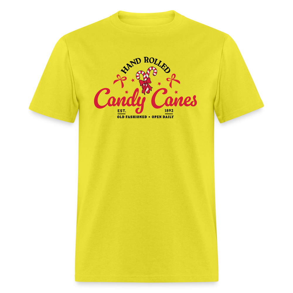 Hand Rolled Candy Canes T-Shirt - yellow