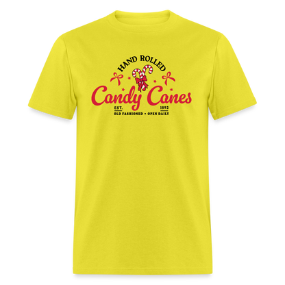 Hand Rolled Candy Canes T-Shirt - yellow