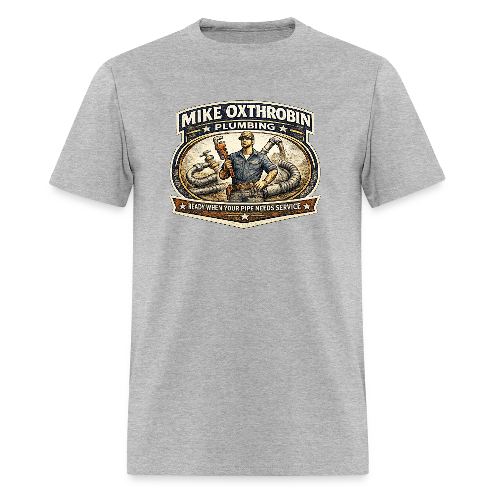 Mike Oxthrobin Plumbing T-Shirt Funny Adult Humor Tee Color: heather gray