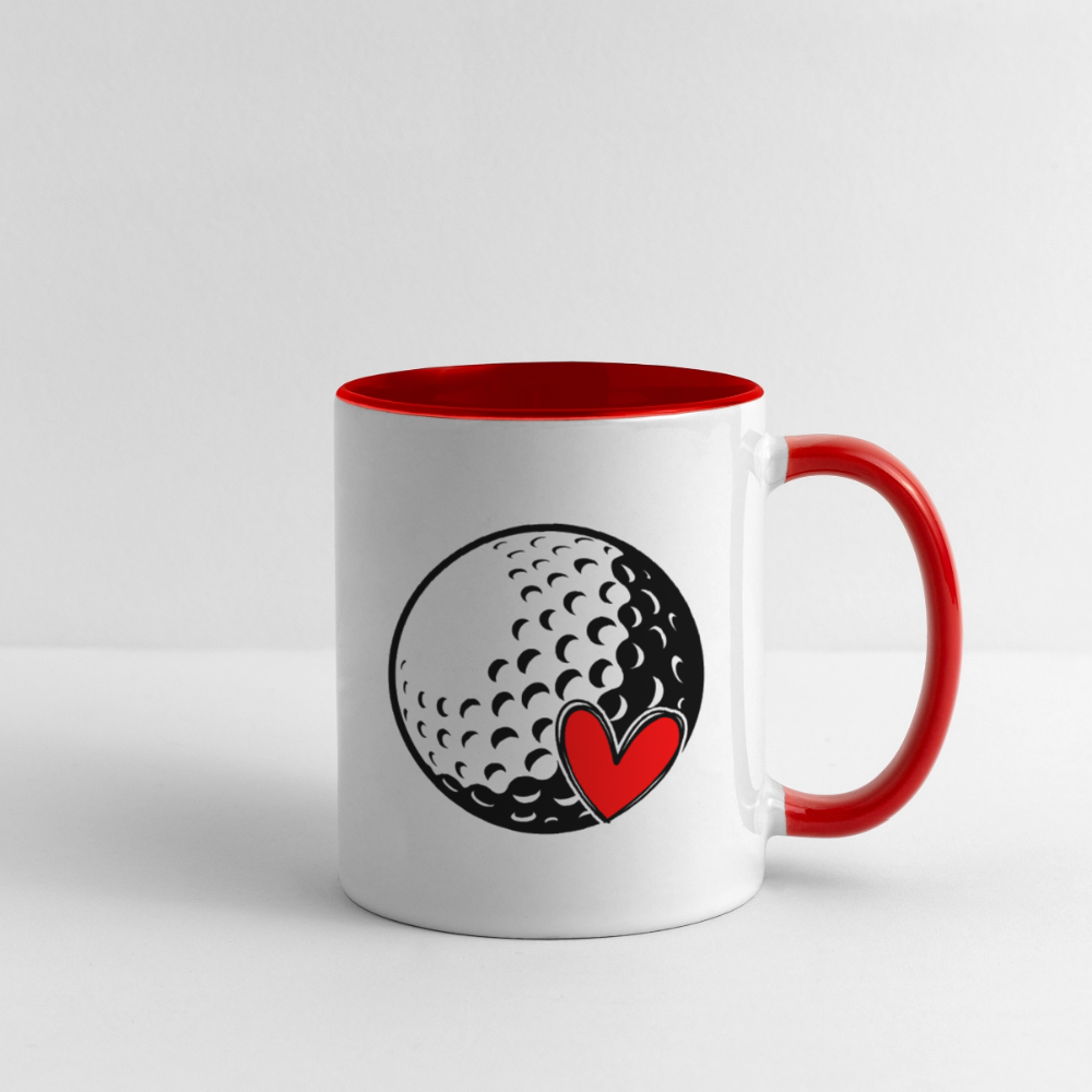 Love Golf Coffee Mug – Simple, Classic Golf Lover’s Gift - white/red