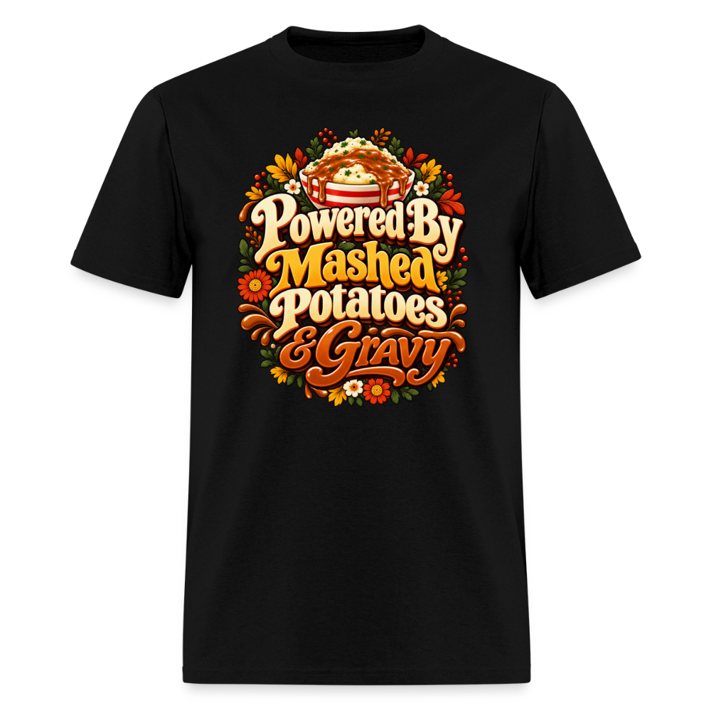 Powered by Mashed Potatoes & Gravy – Fall Floral T-Shirt - black
