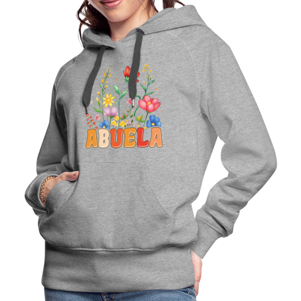 Abuela Women’s Premium Hoodie with Floral Design - heather grey