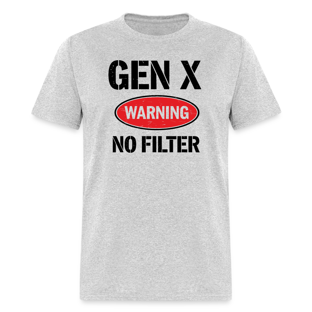 GEN-X Warning No Filter T-Shirt - heather gray