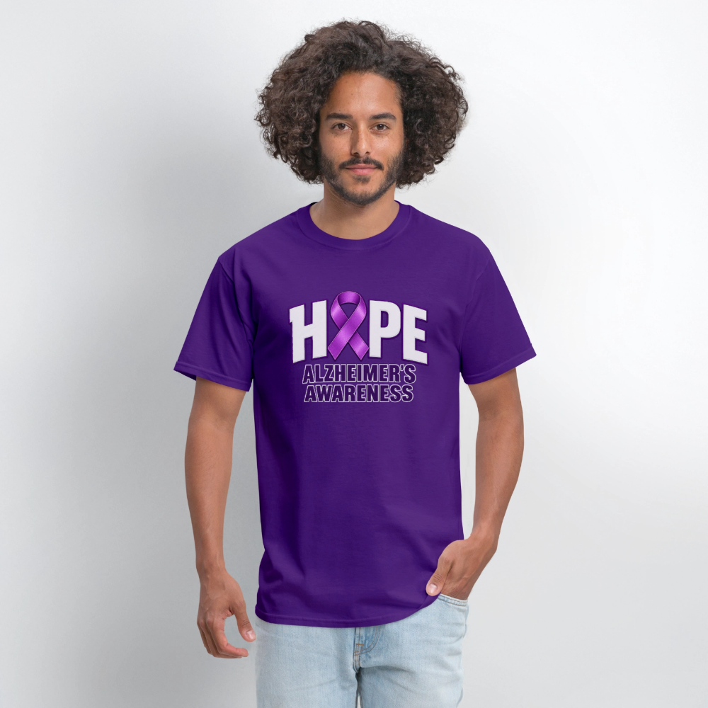 Hope Alzheimer’s Awareness T-Shirt – Purple Ribbon Support Tee Color: Purple