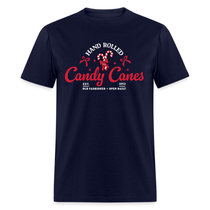 Hand Rolled Candy Canes T-Shirt - navy