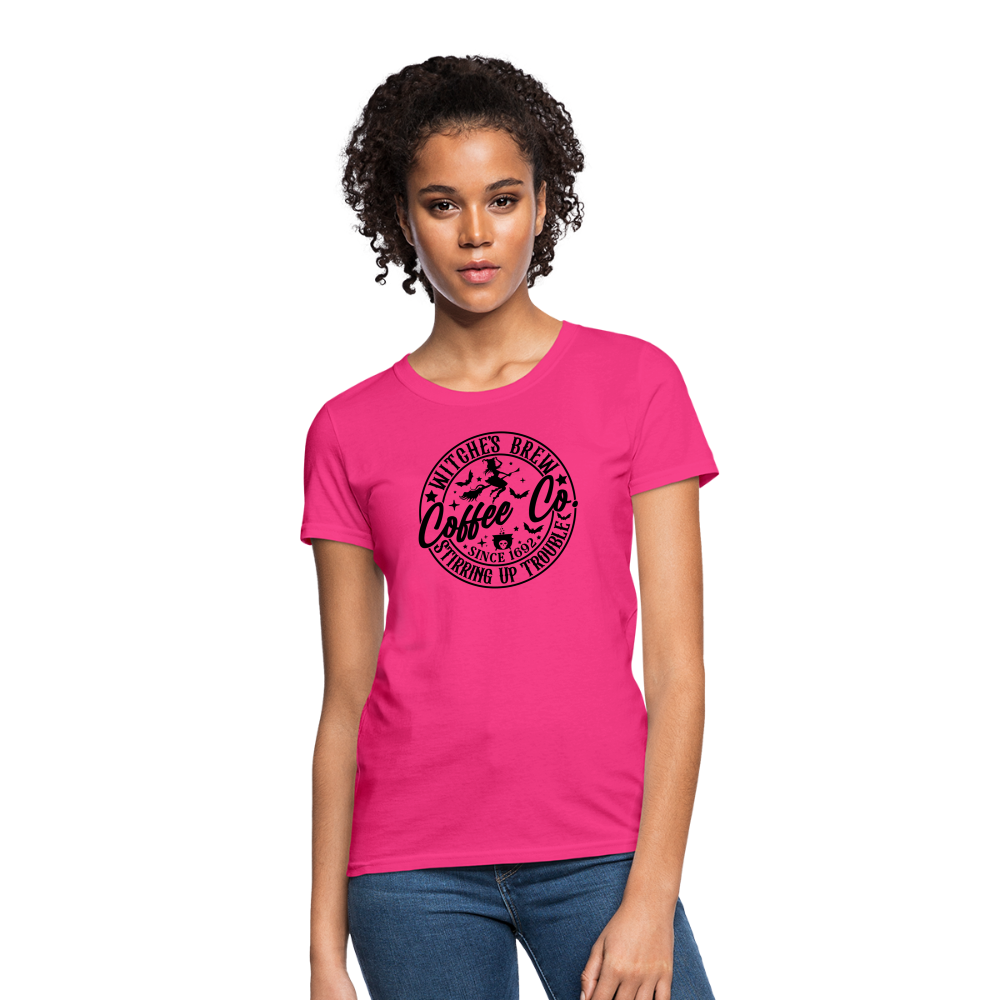 Witches Brew Coffee Co Women's Contoured T-Shirt (Halloween) - fuchsia