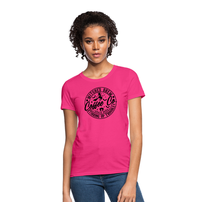 Witches Brew Coffee Co Women's Contoured T-Shirt (Halloween) - fuchsia