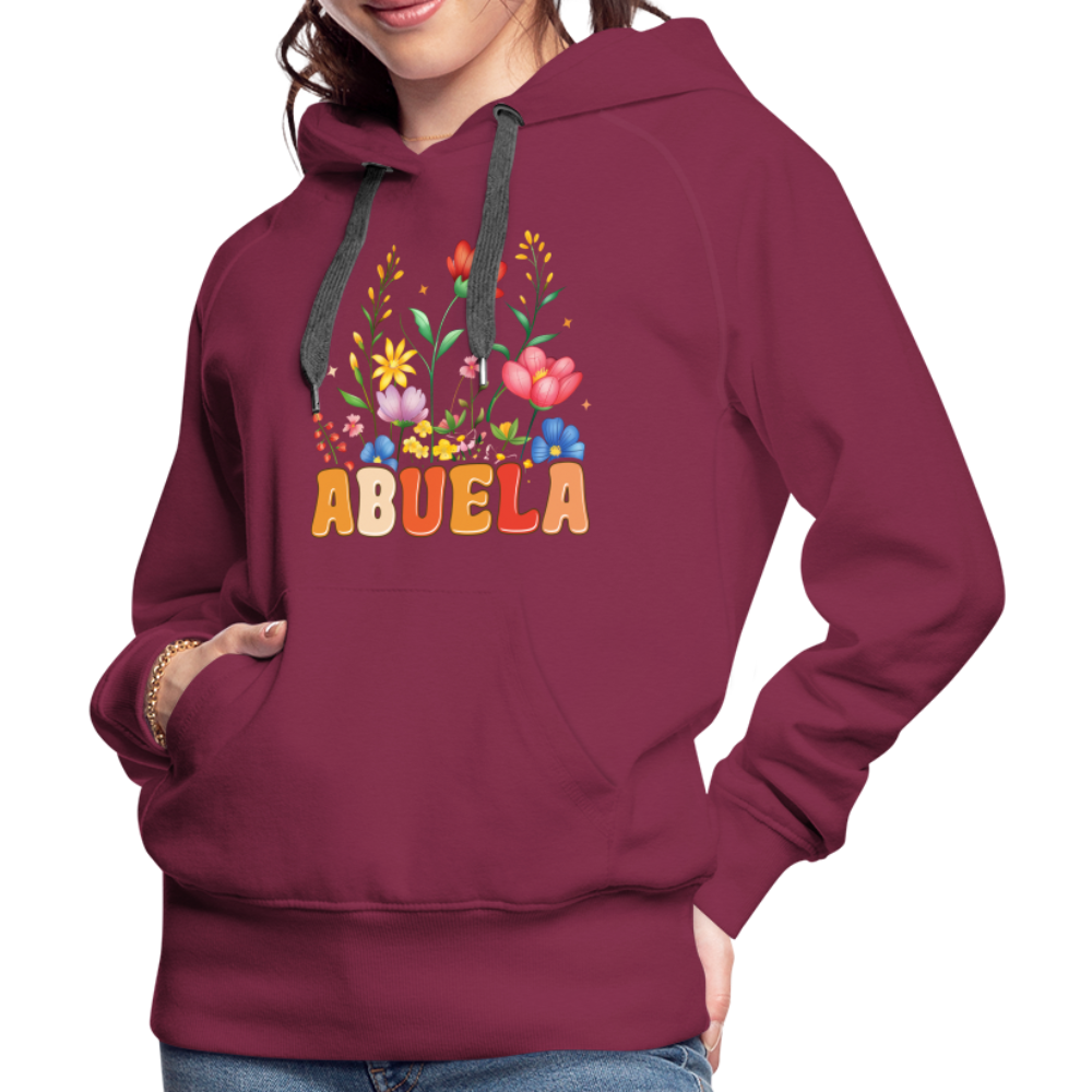 Abuela Women’s Premium Hoodie with Floral Design - burgundy