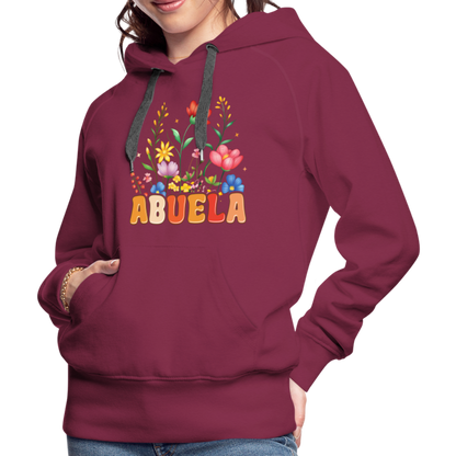 Abuela Women’s Premium Hoodie with Floral Design - burgundy