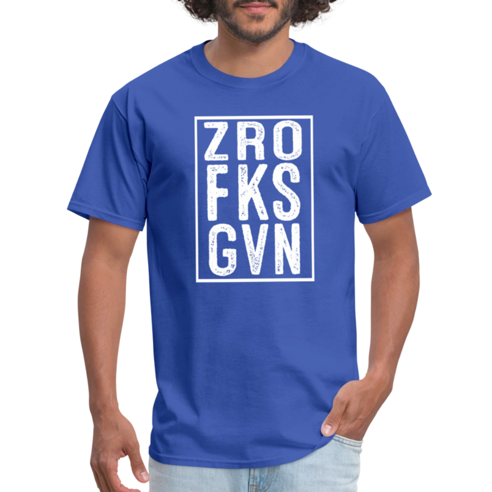 ZRO FKS GVN (Zero Fucks Given) T-Shirt - royal blue