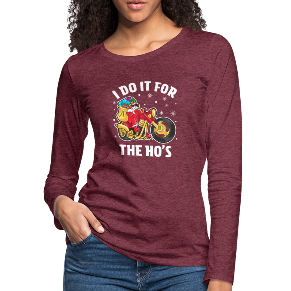 Christmas Biker Santa Women's Premium Long Sleeve T-Shirt - heather burgundy