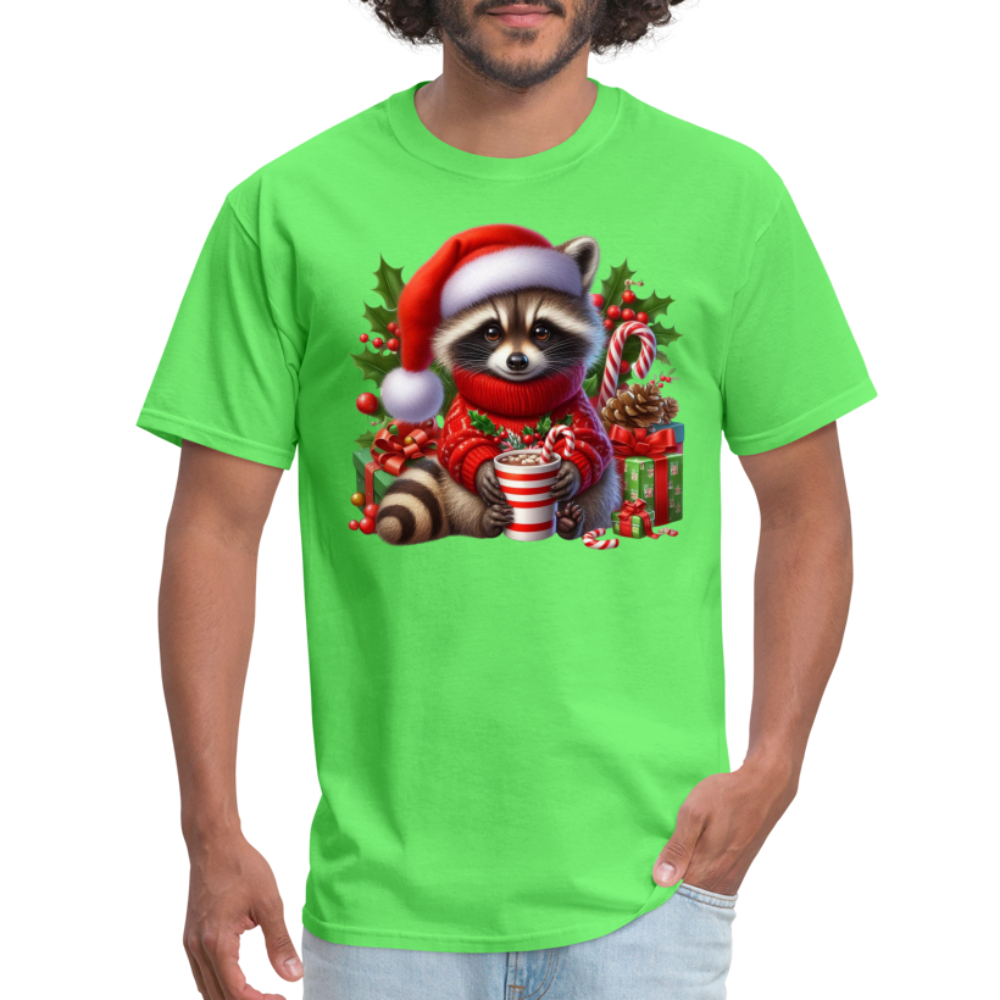 Christmas Cute Feral Raccoon T-Shirt - kiwi