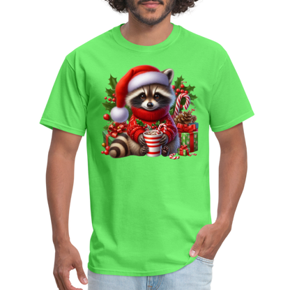 Christmas Cute Feral Raccoon T-Shirt - kiwi