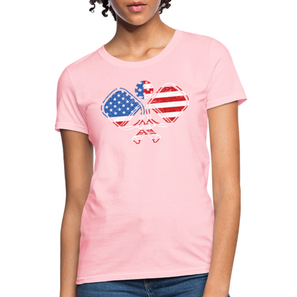 American Flag Pickleball Paddle Women's Contoured T-Shirt - pink