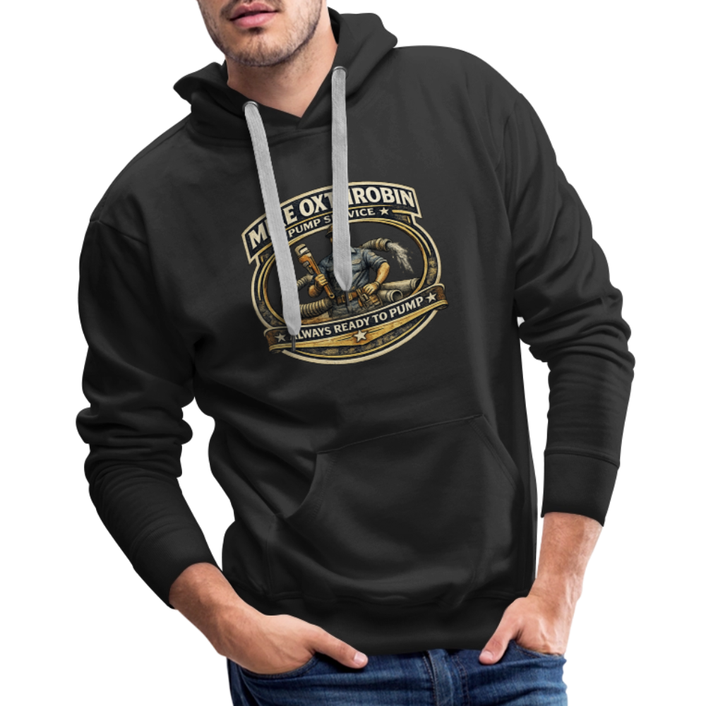 Mike Oxthrobin Pump Service Hoodie Funny Adult Humor Color: heather denim