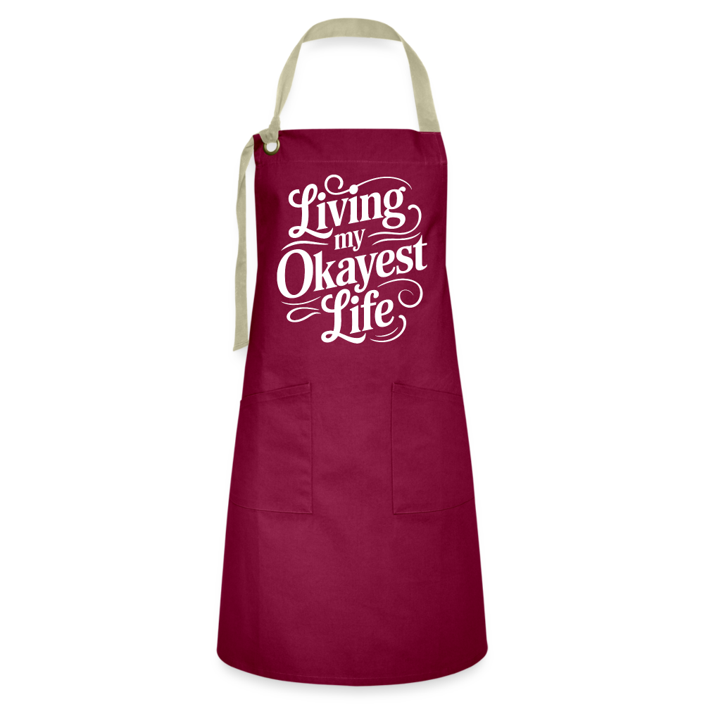 Living My Okayest Life Artisan Apron - burgundy/khaki