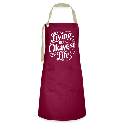 Living My Okayest Life Artisan Apron - burgundy/khaki