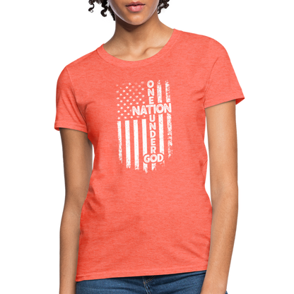 One Nation Under God Women's T-Shirt - heather coral