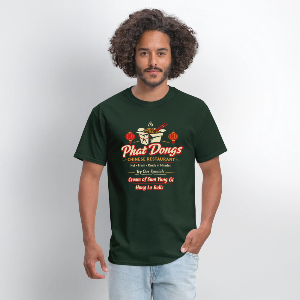 Phat Dongs Funny Chinese Restaurant T-Shirt - forest green