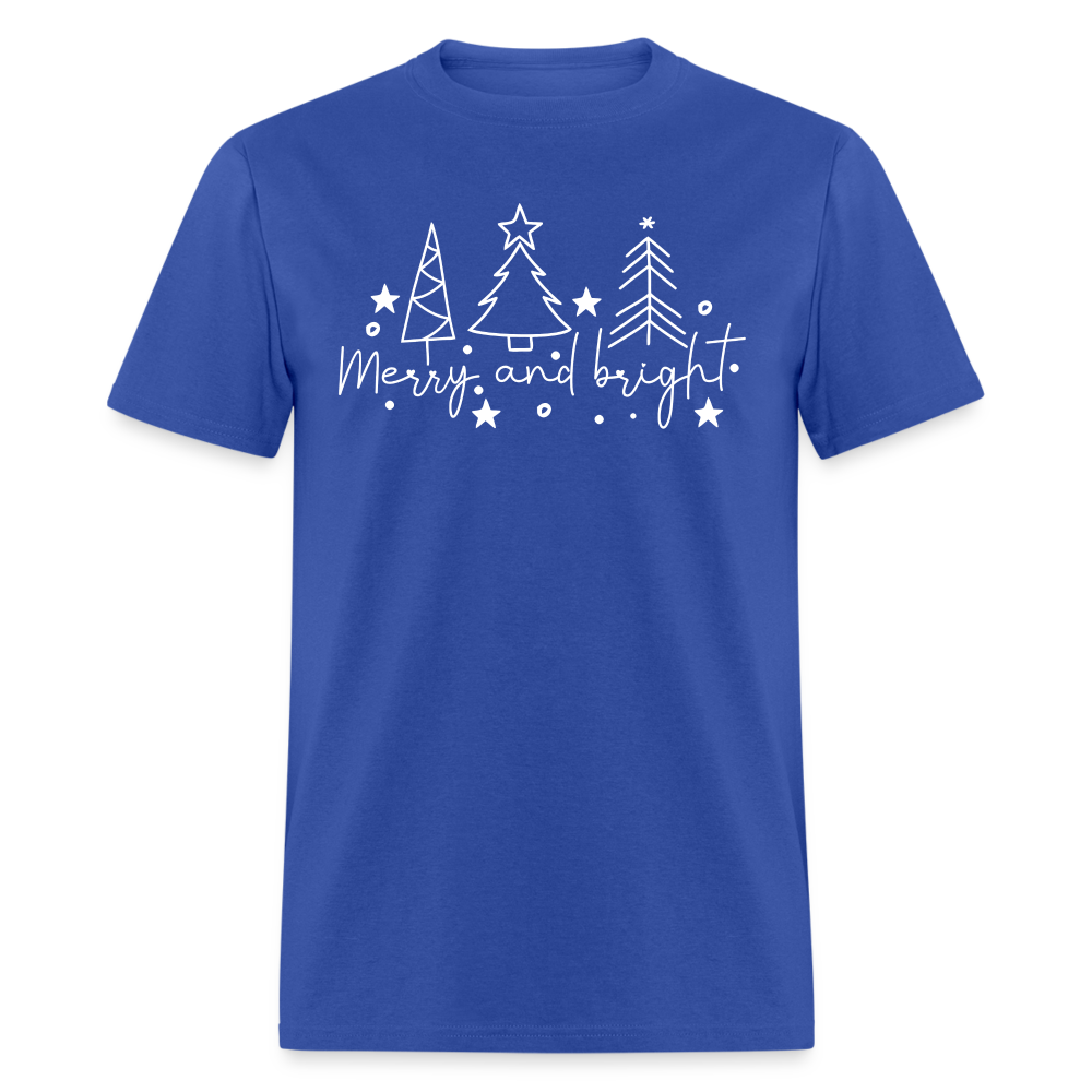 Merry and Bright (Christmas) T-Shirt - royal blue