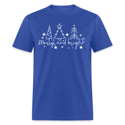 Merry and Bright (Christmas) T-Shirt - royal blue