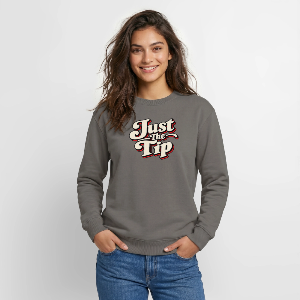 Just the Tip Funny Adult Humor Sweatshirt Color: Indigo Blue