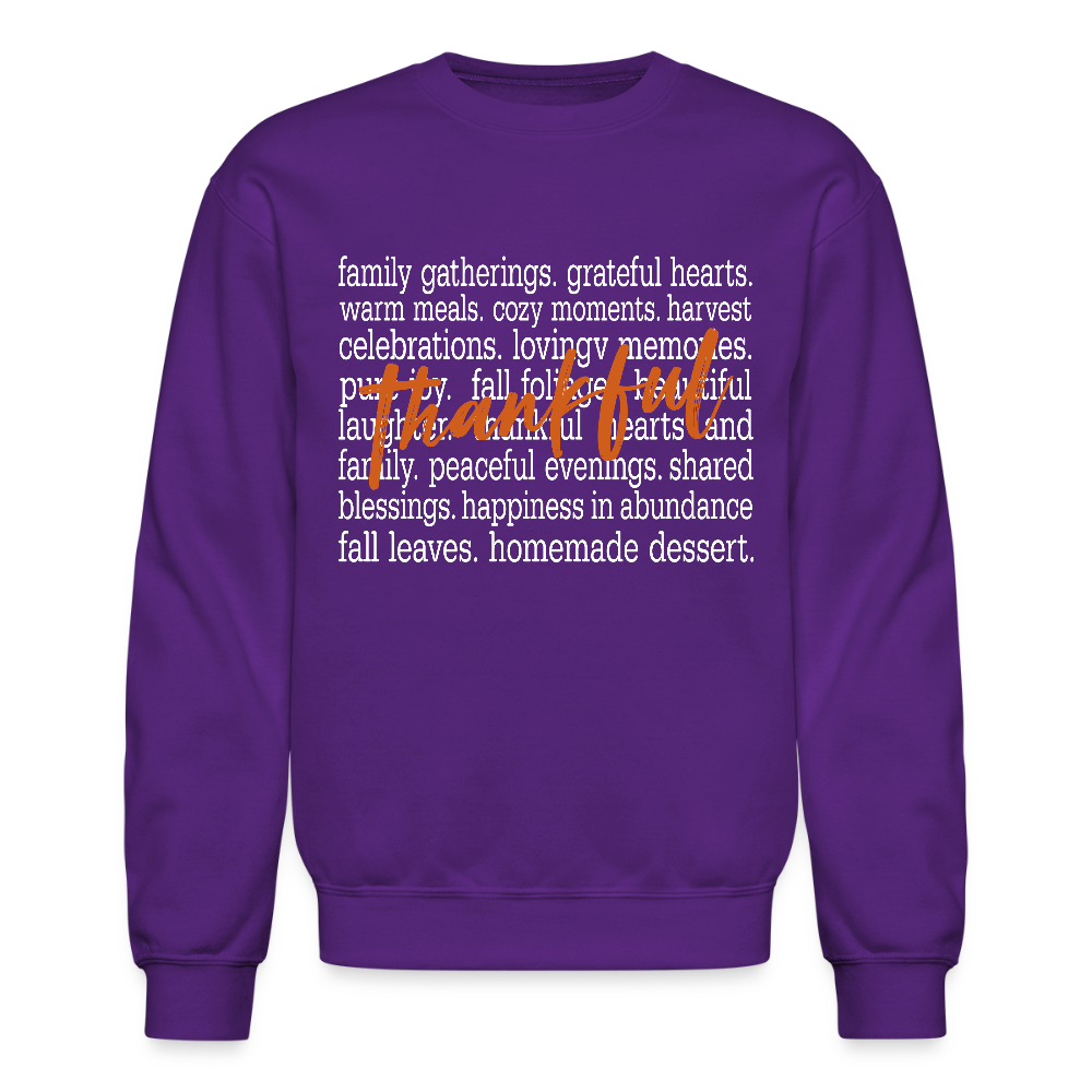Thankful Word Art (Thanksgiving) Sweatshirt - purple