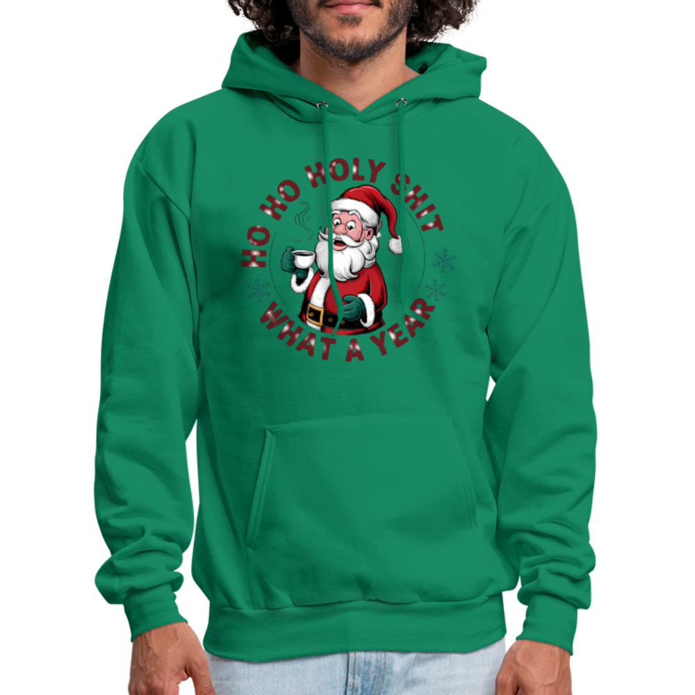 Ho Ho Holy Shit What A Year (Funny Christmas Santa) Hoodie - kelly green