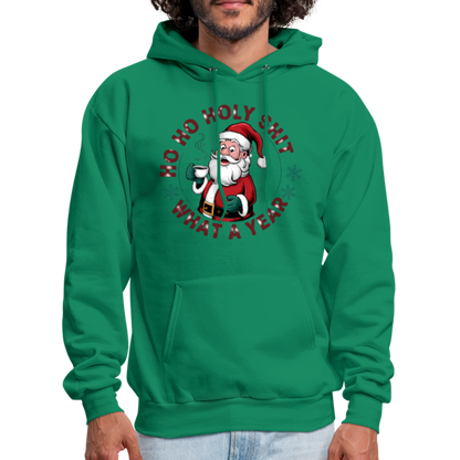 Ho Ho Holy Shit What A Year (Funny Christmas Santa) Hoodie - kelly green