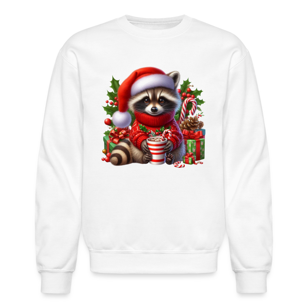 Christmas Cute Feral Raccoon Sweatshirt - white