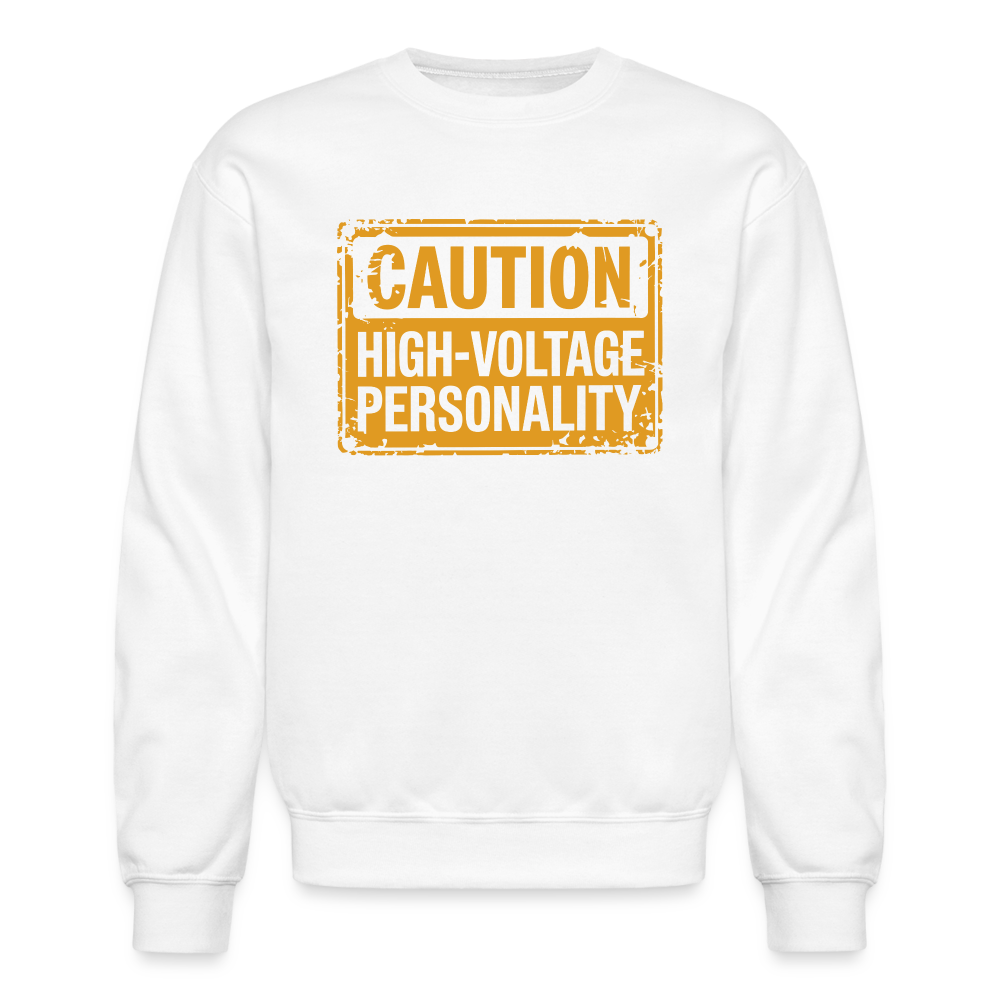 Caution High Voltage Personality Sweatshirt - white