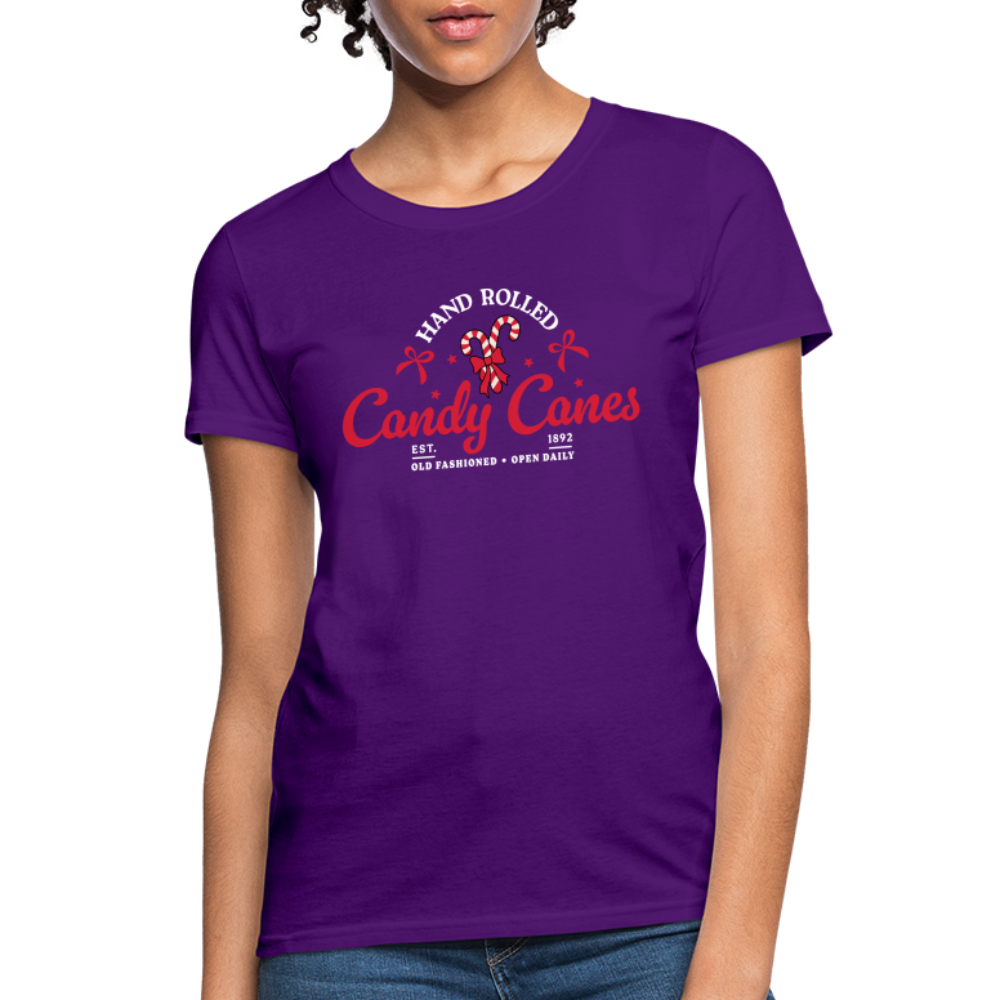 Hand Rolled Candy Canes Women's Contoured T-Shirt - purple