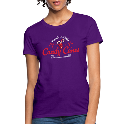 Hand Rolled Candy Canes Women's Contoured T-Shirt - purple