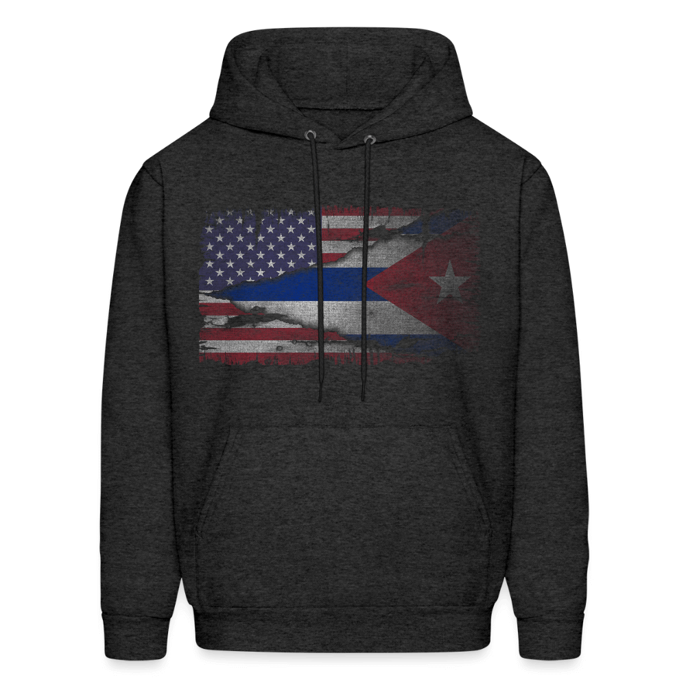 Cuba and USA Flag Hoodie – Cuban American Heritage Color: charcoal grey