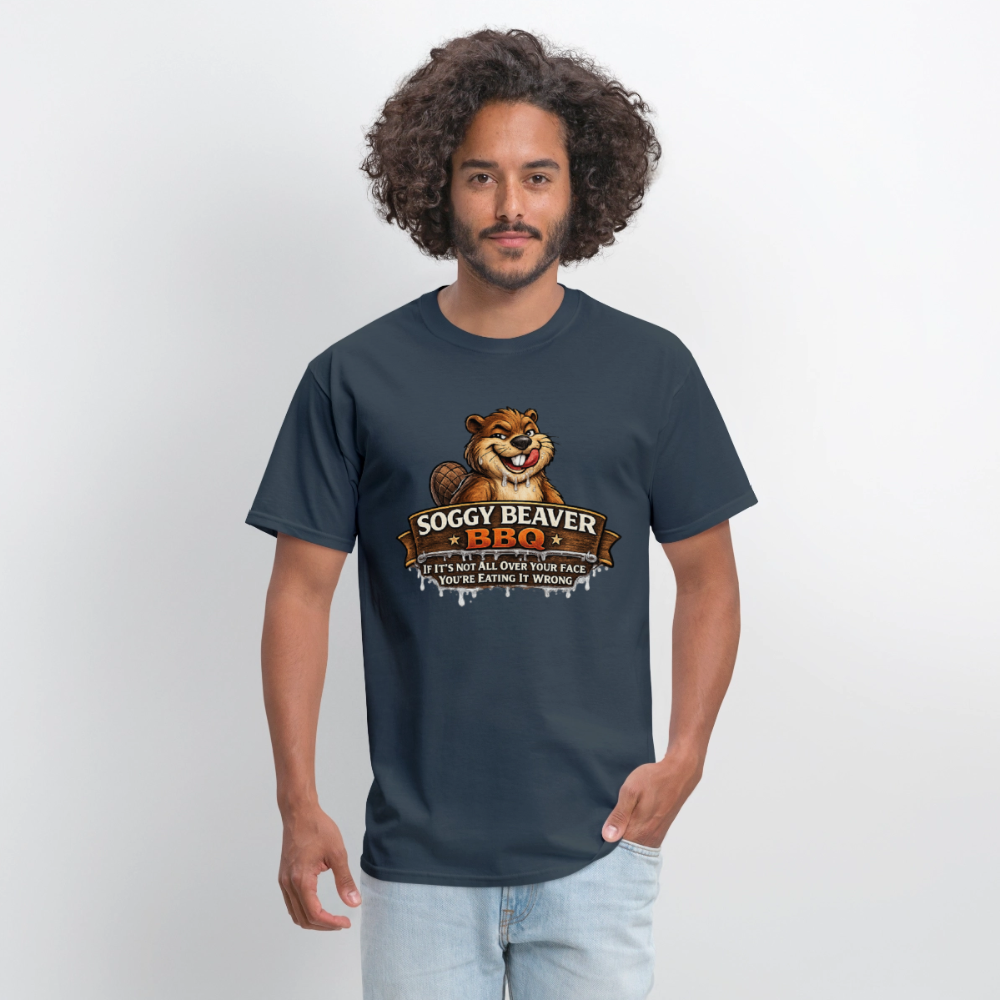 Soggy Beaver BBQ Funny Graphic T-Shirt Color: Rock