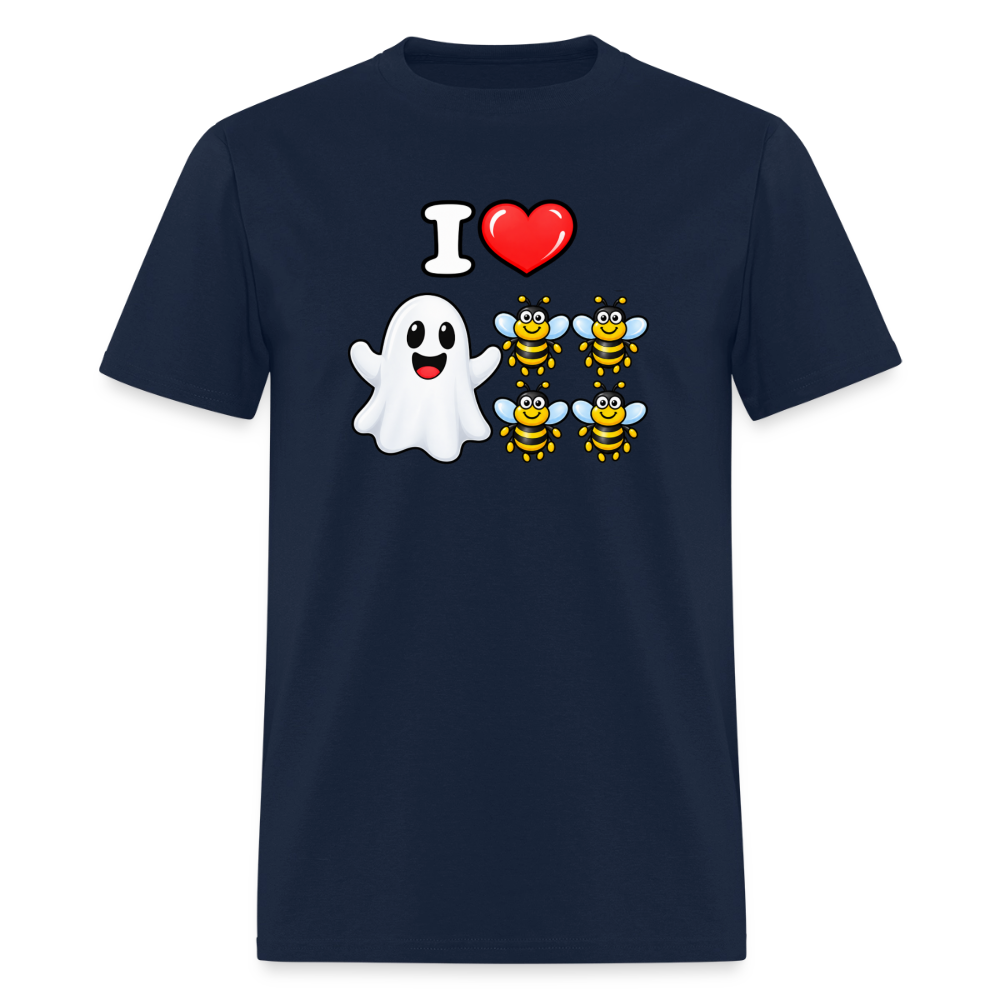 I Heart Boo Bees T-Shirt – Funny Halloween Adult Humor - navy