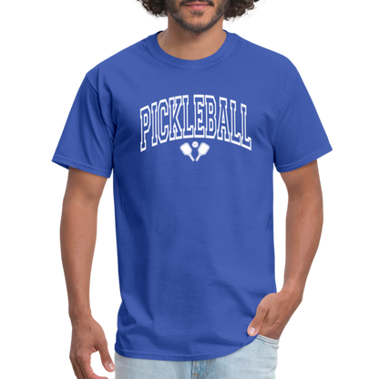 Pickleball T-Shirt (White Arch Letters) - royal blue