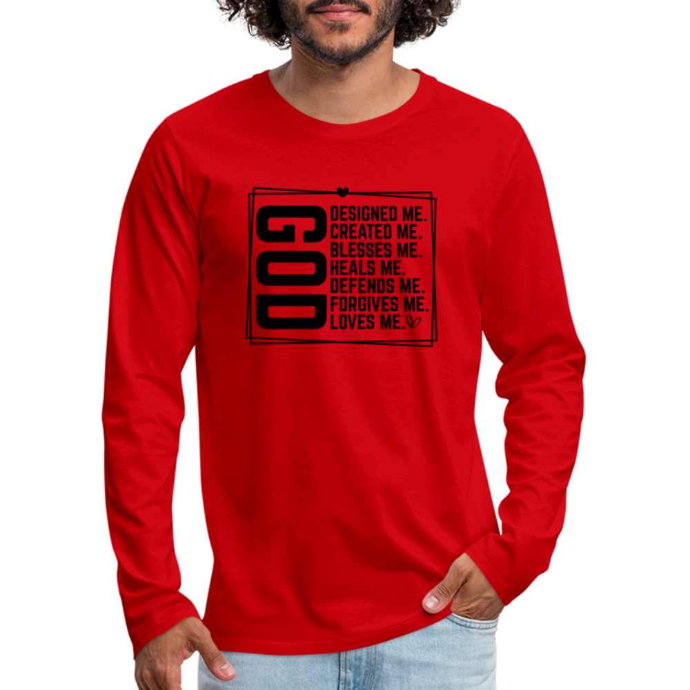 GOD Designed Me Men's Premium Long Sleeve T-Shirt - red