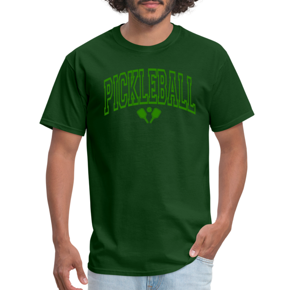 Pickleball T-Shirt (Green Arch Letters) - forest green