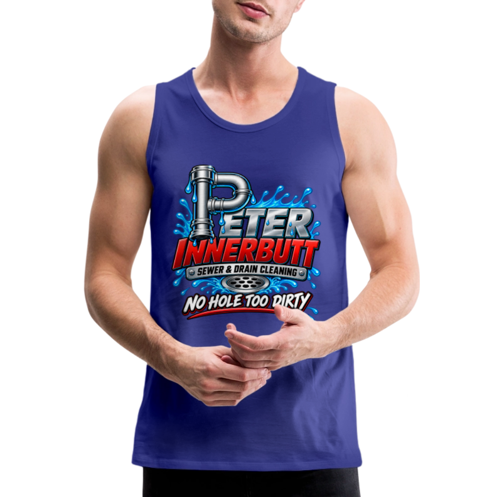 Peter Innerbutt Funny Men's Tank Top – No Hole Too Dirty Adult Humor Shirt Color: heather anthracite