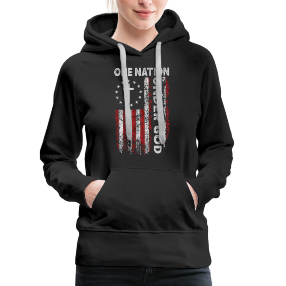 One Nation Under God Women’s Premium Hoodie - black