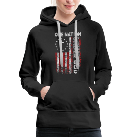 One Nation Under God Women’s Premium Hoodie - black