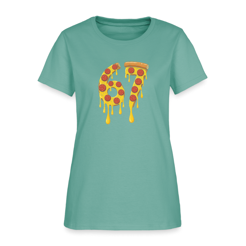 Six Seven 67 Pizza Women's T-Shirt Color: aquatic