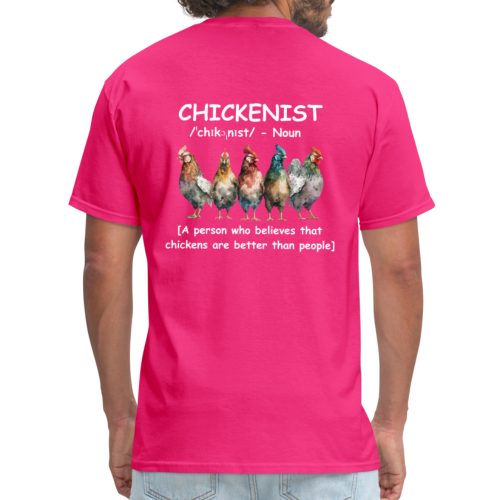 Chickenist T-Shirt (double sided print) - fuchsia