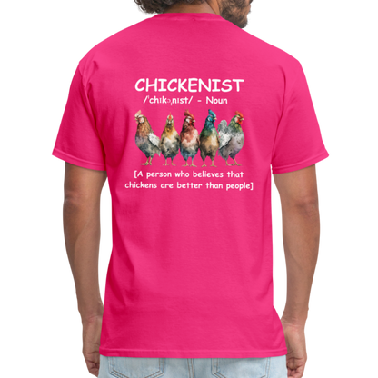 Chickenist T-Shirt (double sided print) - fuchsia